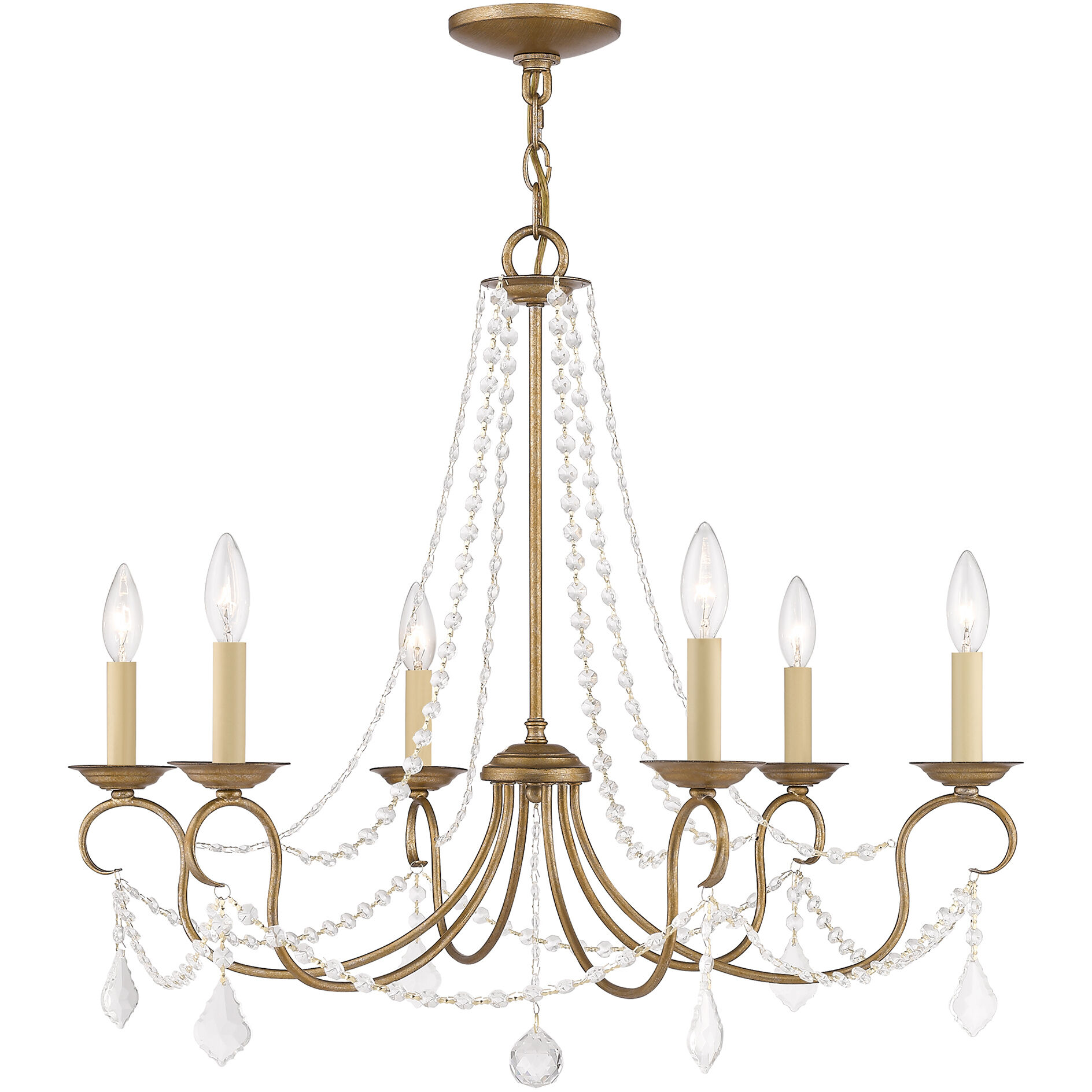Pennington 6 Light 28 inch Antique Gold Leaf Chandelier Ceiling Light