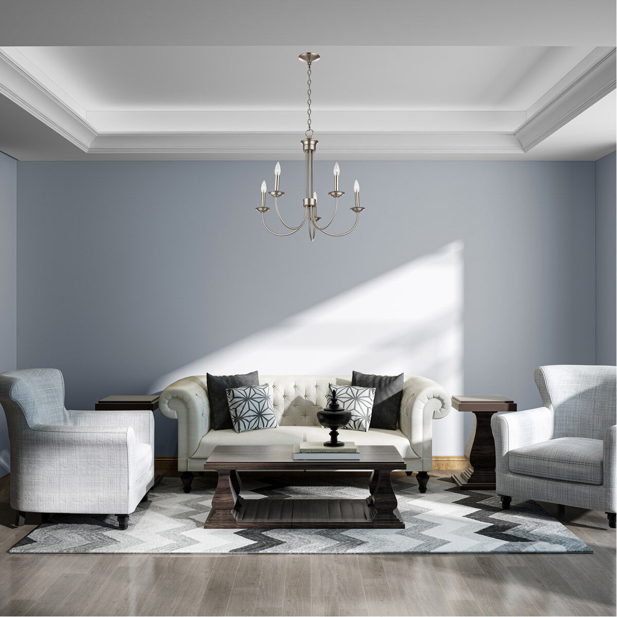 Estate 5 Light 25 inch Brushed Nickel Chandelier Ceiling Light