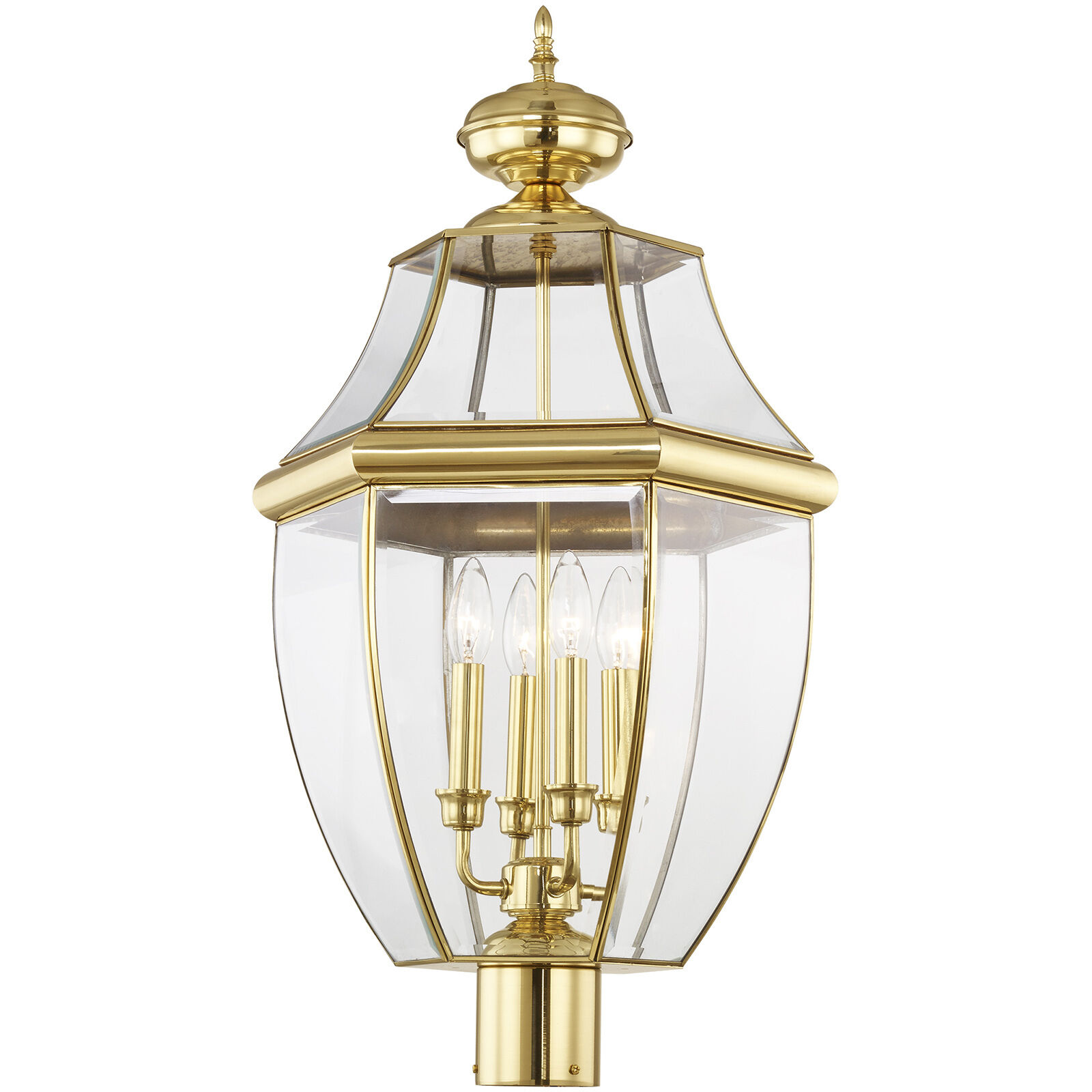 Monterey 4 Light 29 inch Polished Brass Outdoor Post Top Lantern