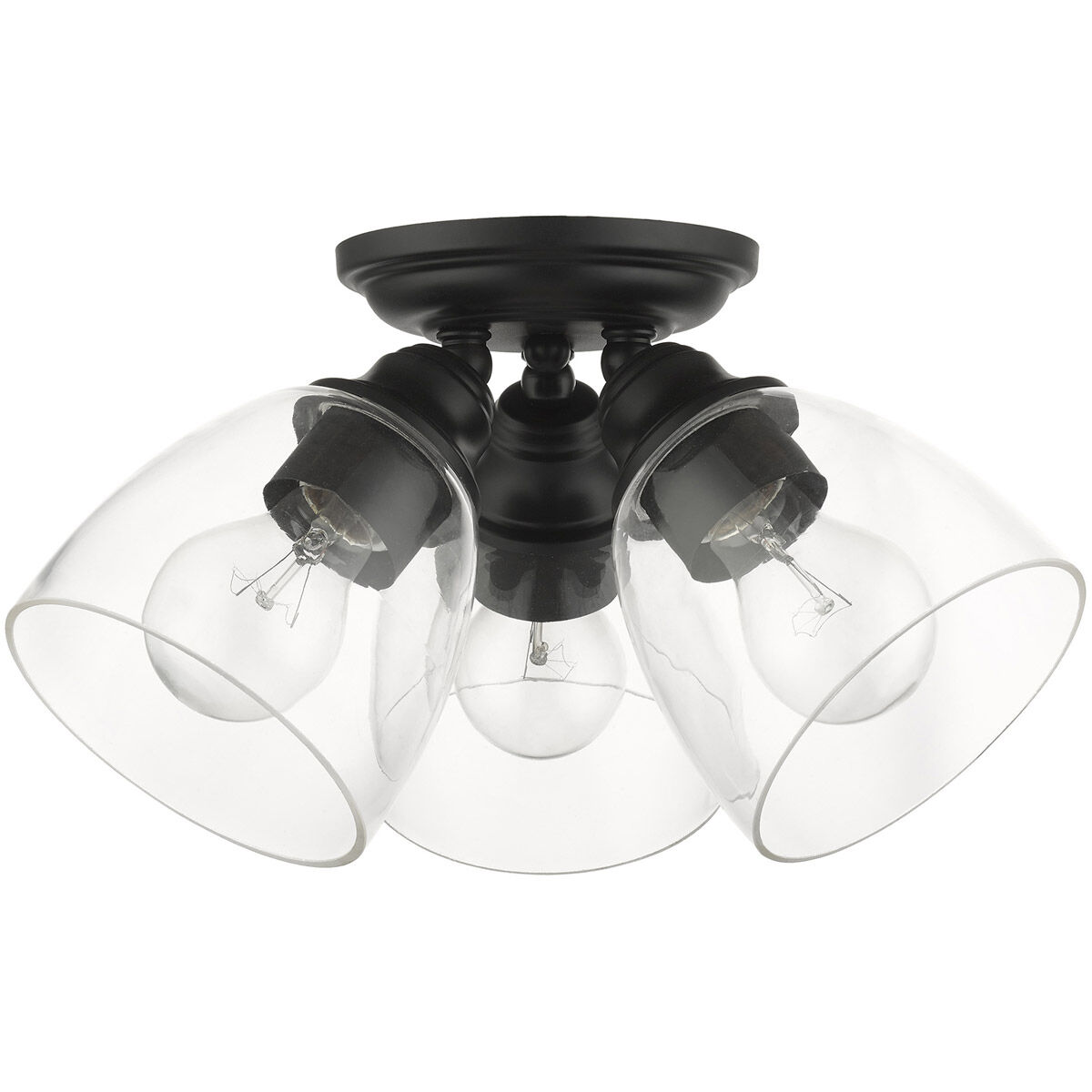 Montgomery 3 Light 14 inch Black Flush Mount Ceiling Light