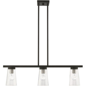 Cityview 3 Light 30 inch Black with Brushed Nickel Accents Linear Chandelier Ceiling Light