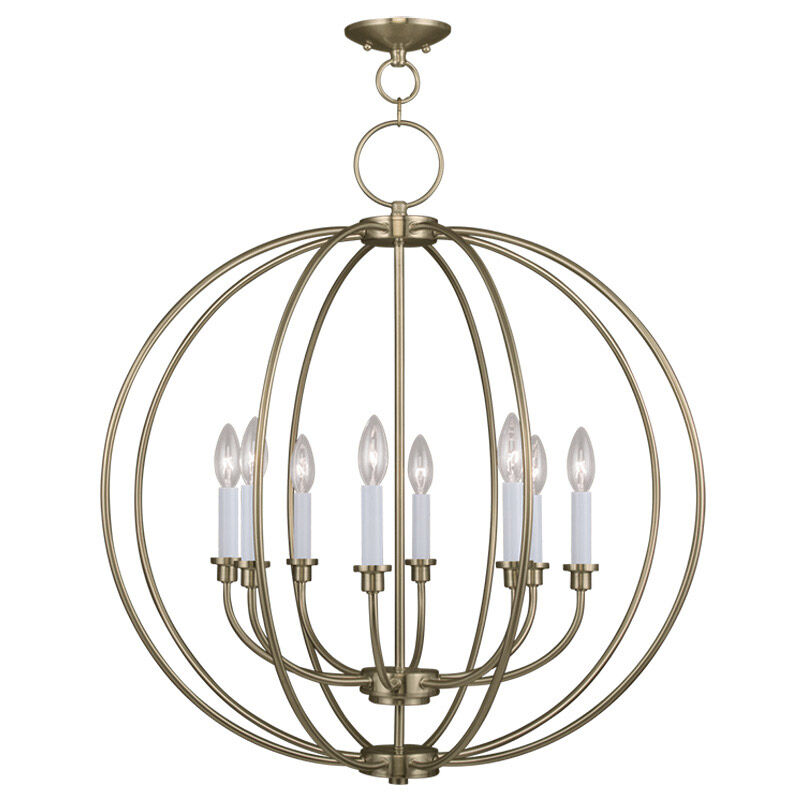 Milania 8 Light 28 inch Antique Brass Chandelier Ceiling Light 