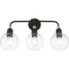 Downtown 3 Light 24 inch Black with Brushed Nickel Accents Vanity Sconce Wall Light, Sphere
