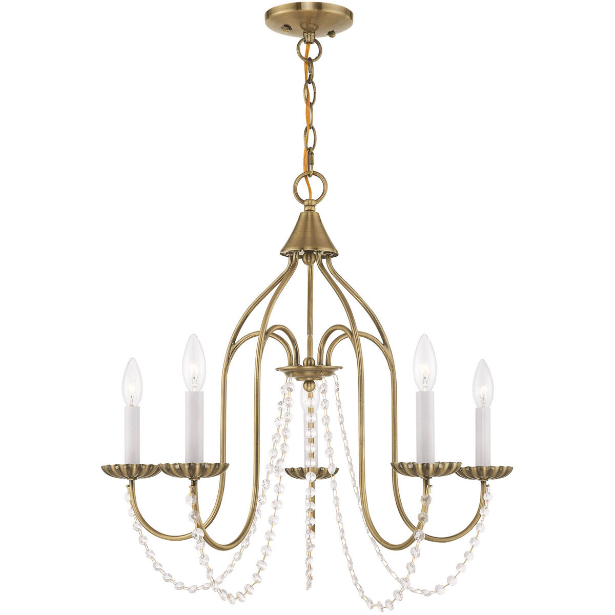 Alessia 5 Light 24 inch Antique Brass Chandelier Ceiling Light