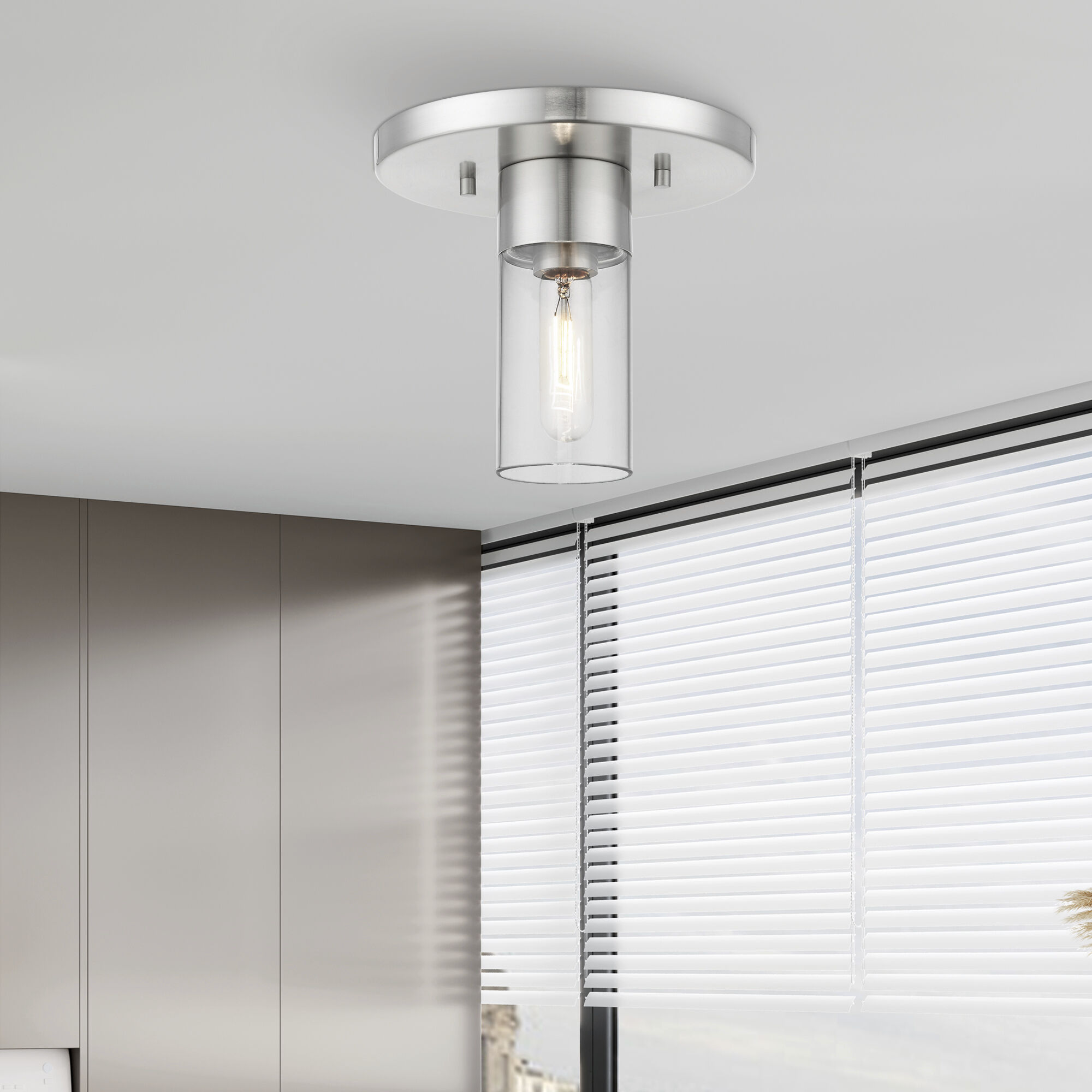 Carson 1 Light 9 inch Brushed Nickel Flush Mount Ceiling Light