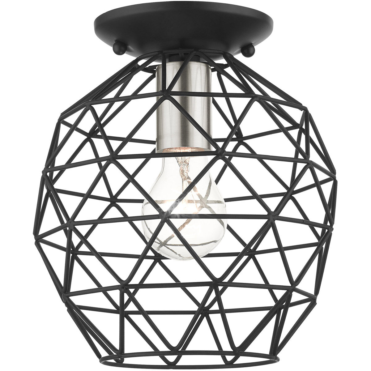 Geometrix 1 Light 8 inch Black Flush Mount Ceiling Light