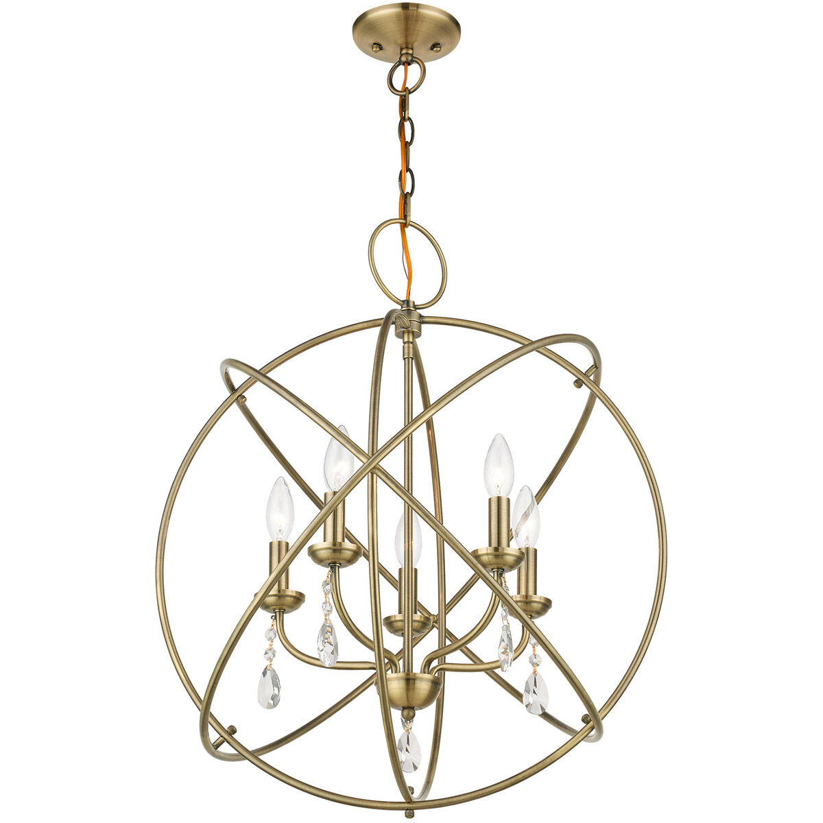 Aria 5 Light 23.5 inch Antique Brass Chandelier Ceiling Light