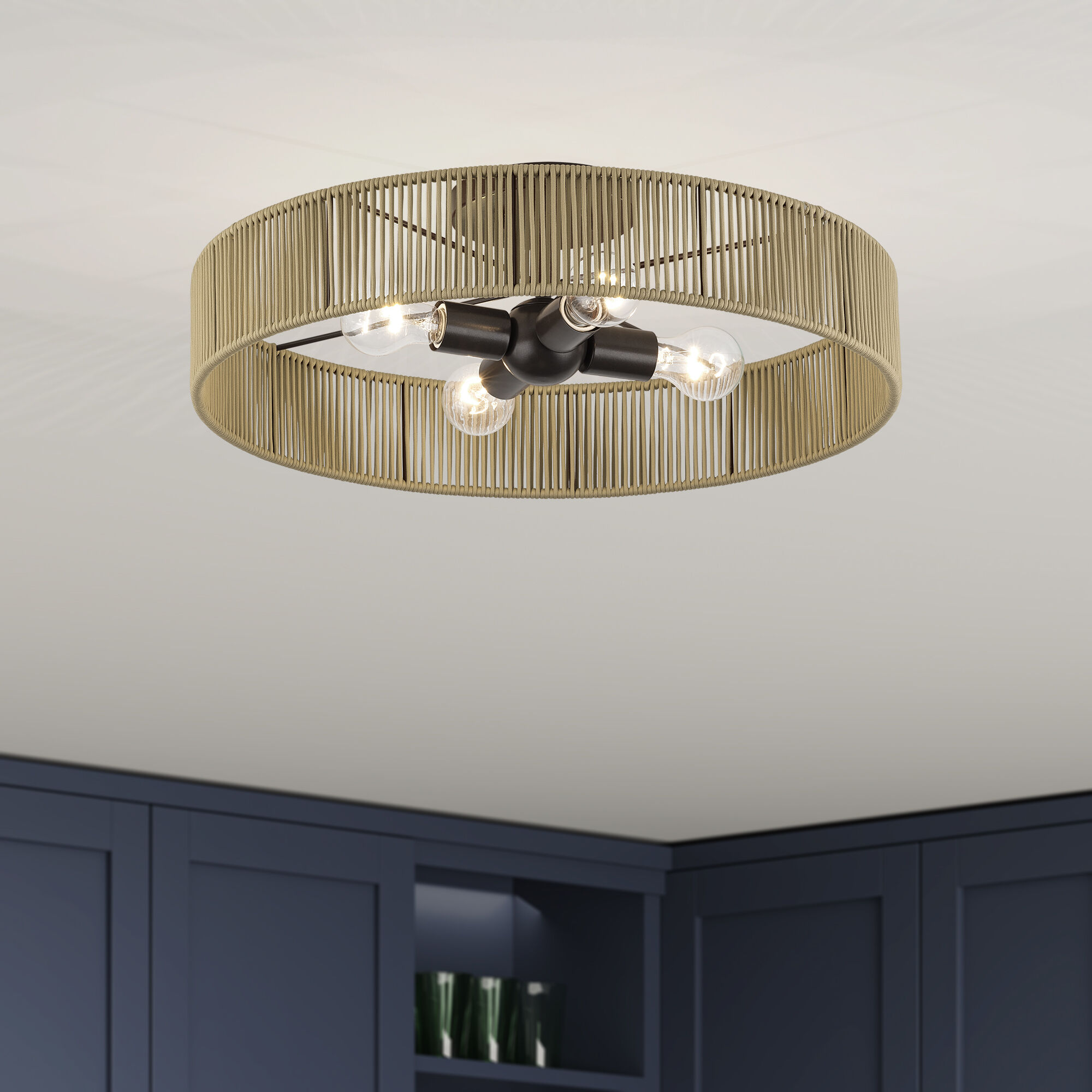 Goldiemesh 4 Light 22 inch English Bronze Semi Flush Mount Ceiling Light, Extra Large