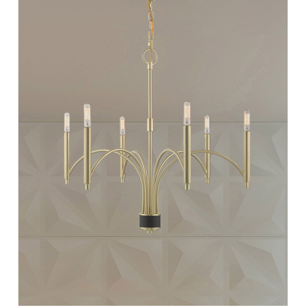 Wisteria 6 Light 26 inch Satin Brass Chandelier Ceiling Light