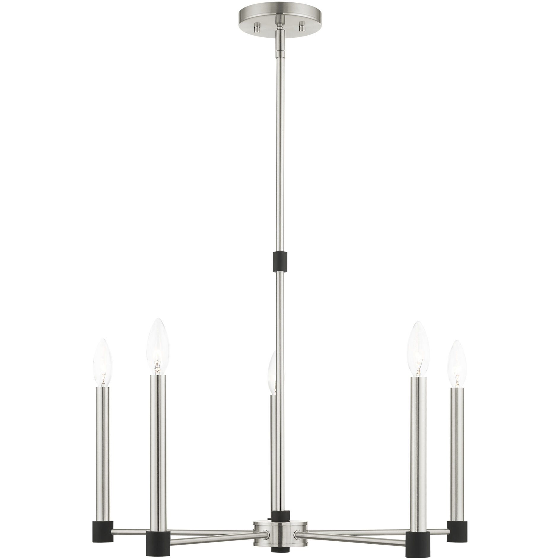 Karlstad 5 Light 24 inch Brushed Nickel with Satin Brass Accents Chandelier Ceiling Light