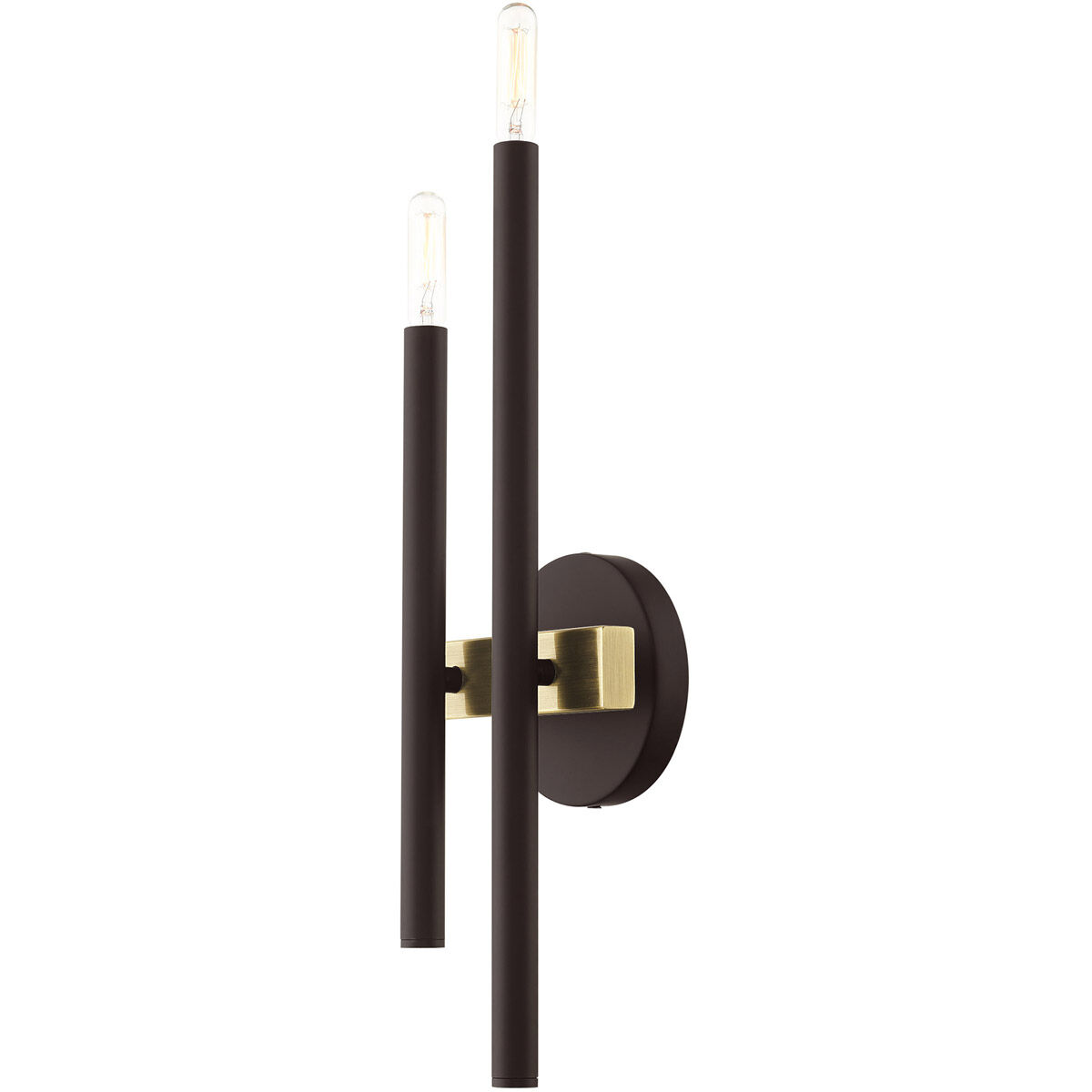 Denmark 2 Light 7 inch Bronze with Antique Brass Accents ADA Sconce Wall Light