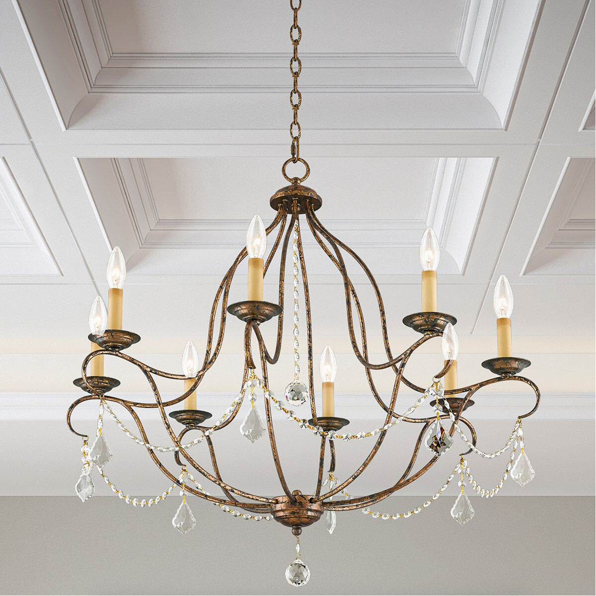 Chesterfield 8 Light 32 inch Hand Applied Venetian Golden Bronze Chandelier Ceiling Light
