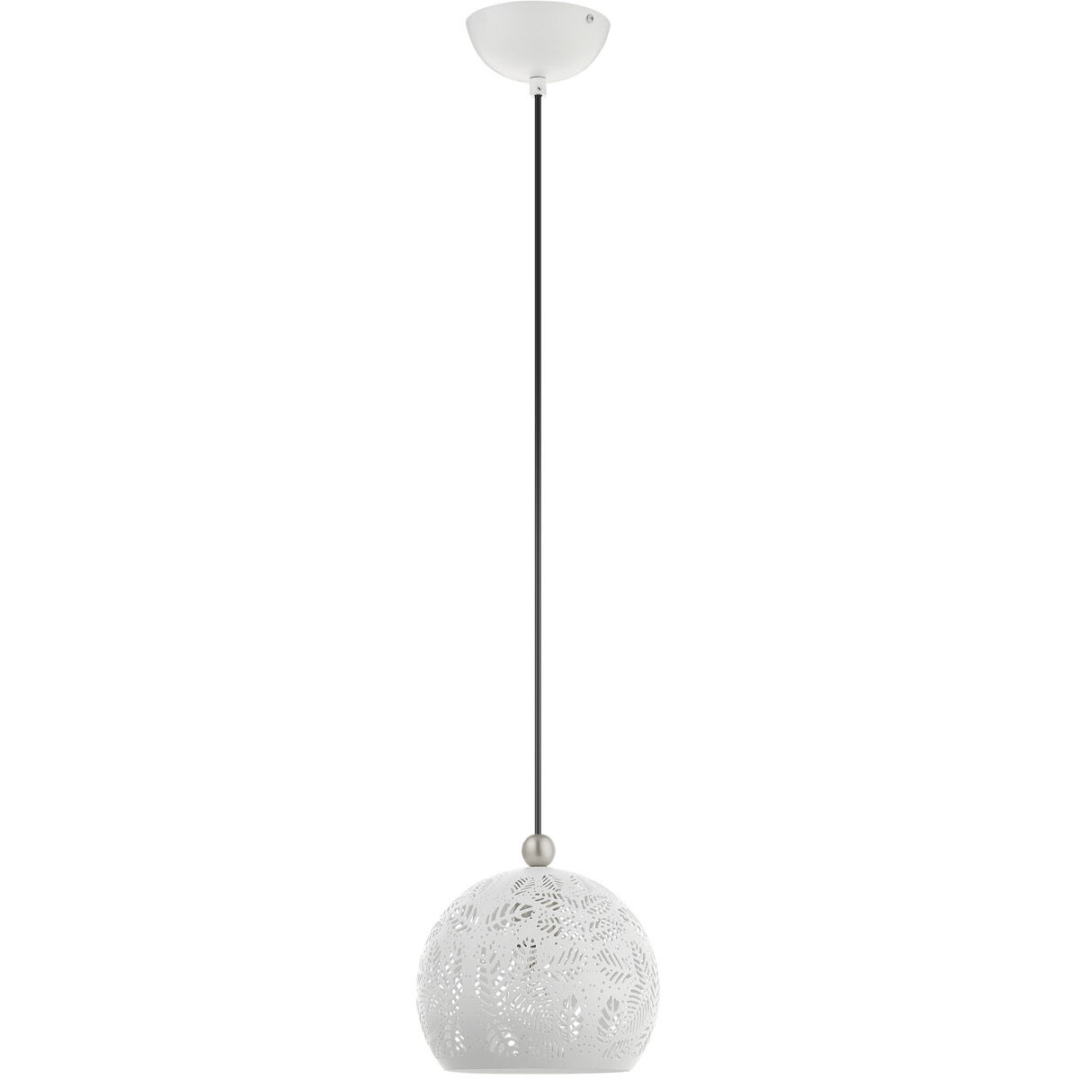 Chantily 1 Light 8 inch White with Brushed Nickel Accents Pendant Ceiling Light