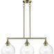 Glendon 3 Light 30 inch Antique Brass Linear Chandelier Ceiling Light