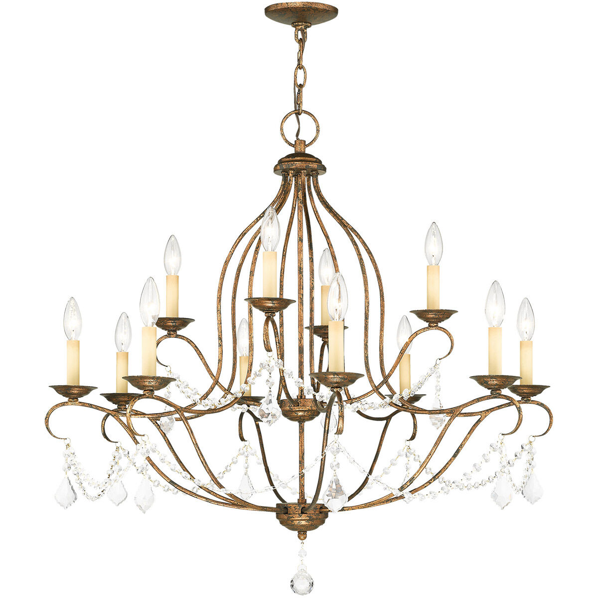 Chesterfield 12 Light 34 inch Hand Applied Venetian Golden Bronze Chandelier Ceiling Light