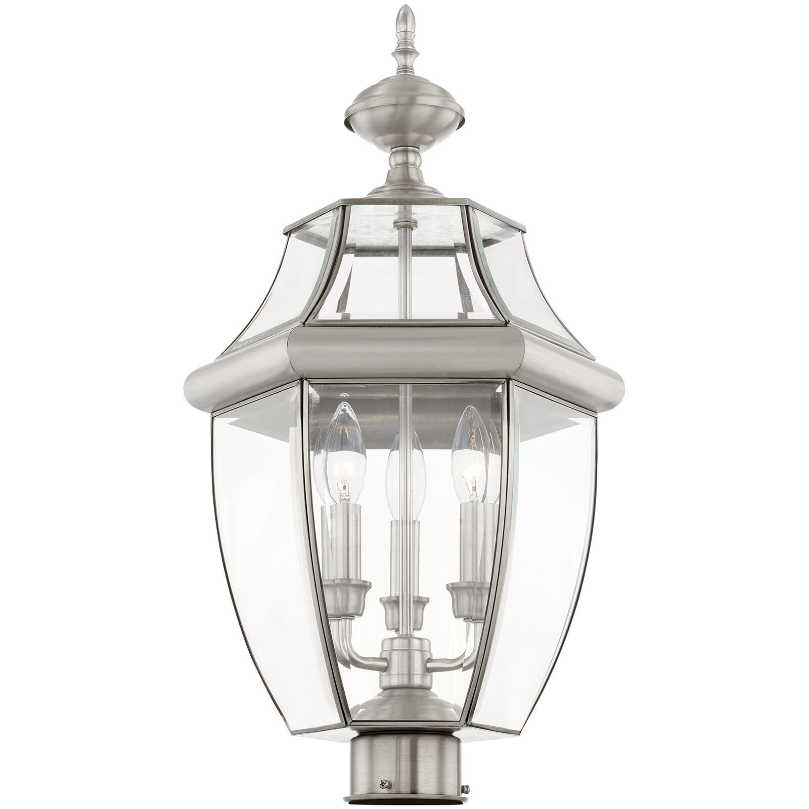 Monterey 3 Light 23.5 inch Brushed Nickel Outdoor Post Top Lantern