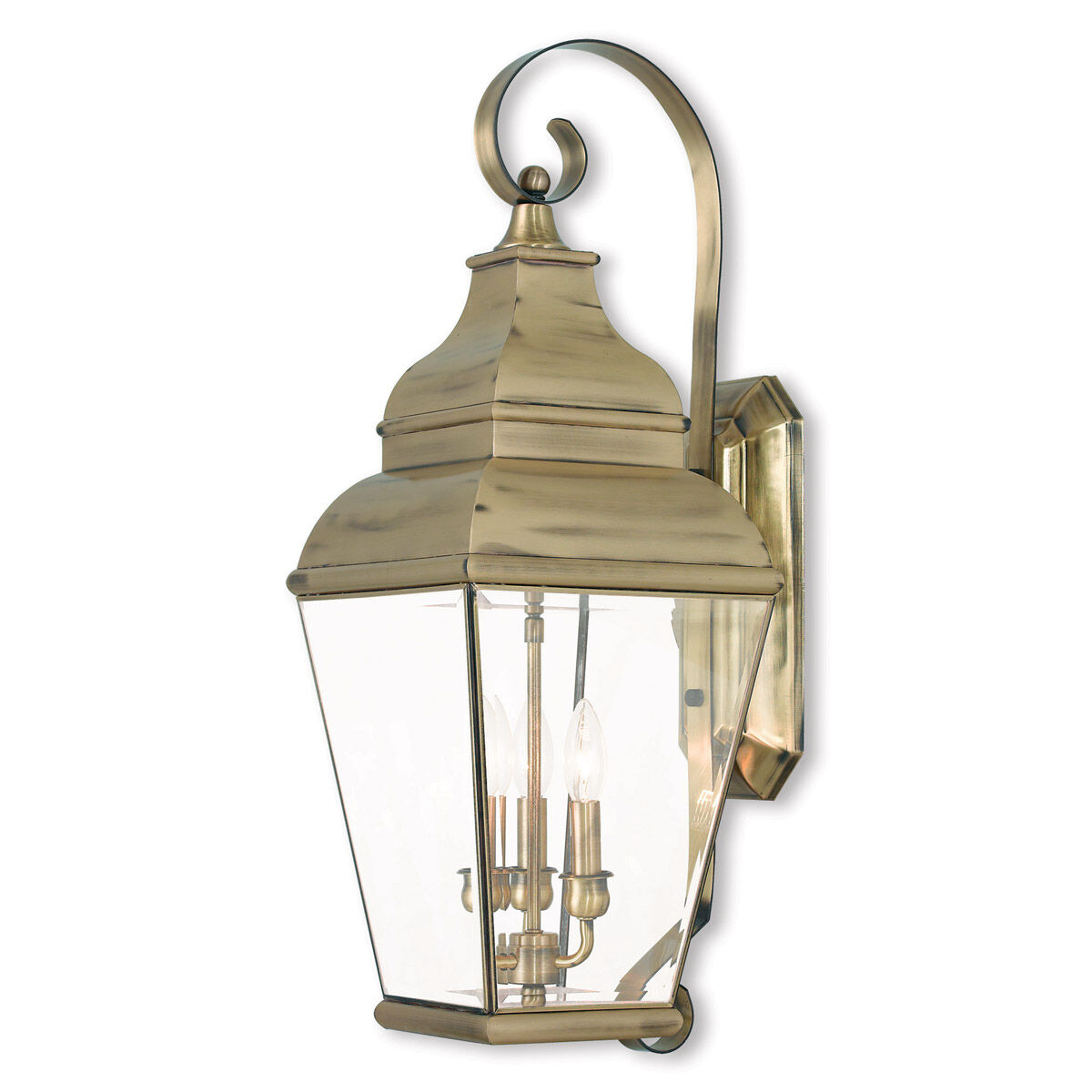 Exeter 3 Light 28 inch Antique Brass Outdoor Wall Lantern
