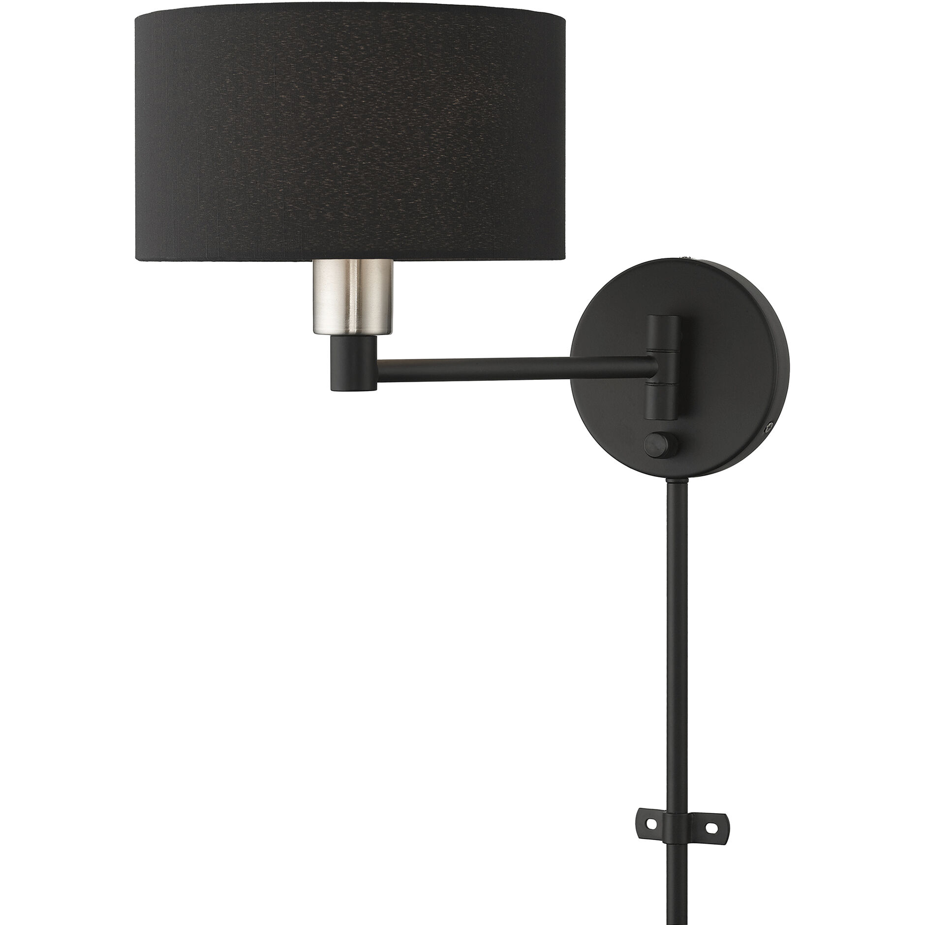 Bainbridge 14.75 inch 60.00 watt Black with Brushed Nickel Accents Swing Arm Wall Lamp Wall Light