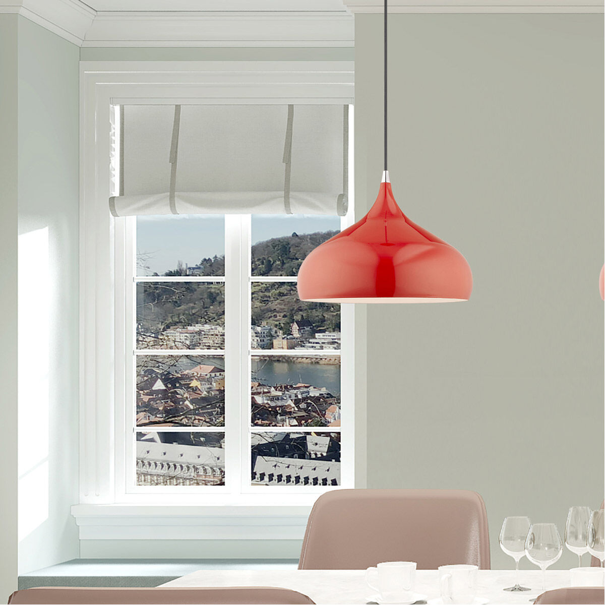 Allison 1 Light 13.75 inch Shiny Red Mini Pendant Ceiling Light