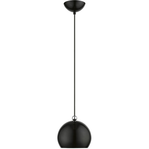 Stockton 1 Light 8 inch Shiny Black with Polished Chrome Accents Mini Pendant Ceiling Light, Globe