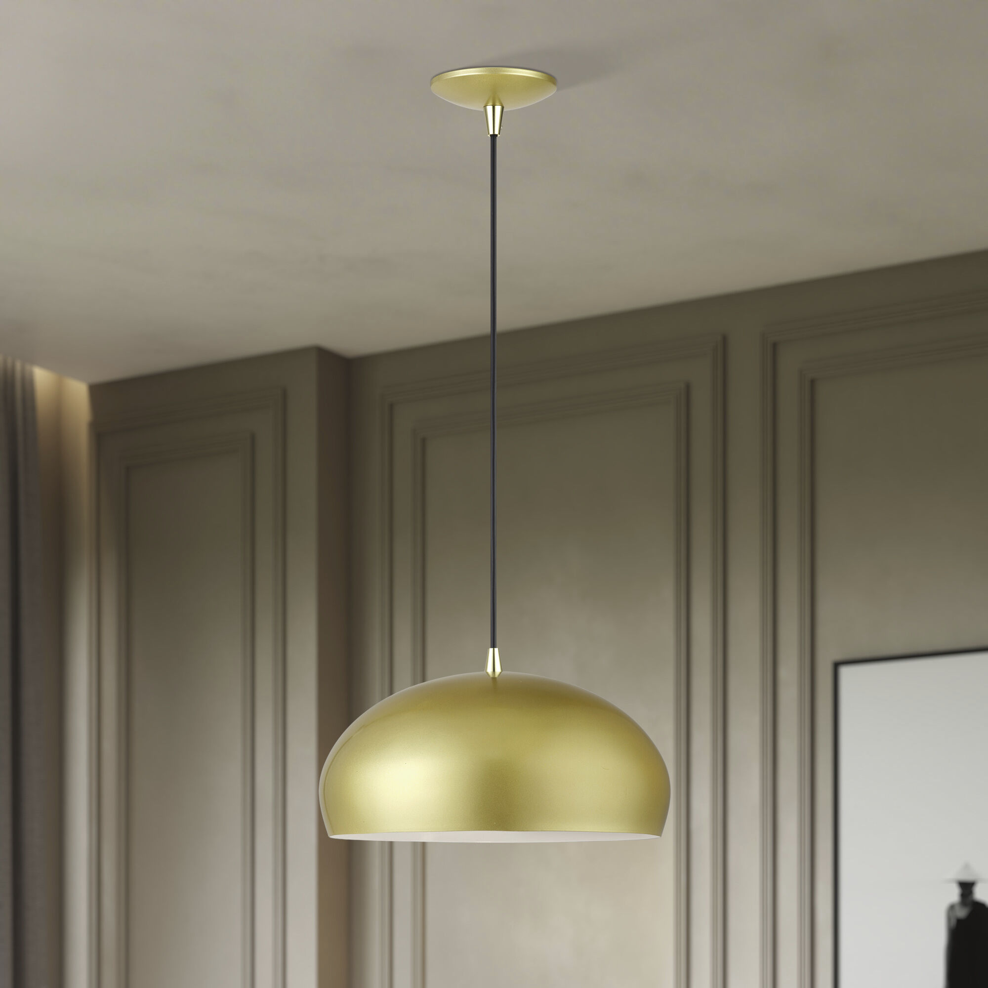 Domma 1 Light 14 inch Soft Gold with Polished Brass Accents Pendant Ceiling Light