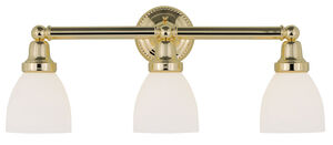 Classic 3 Light 24 inch Polished Brass Bath Vanity Wall Light