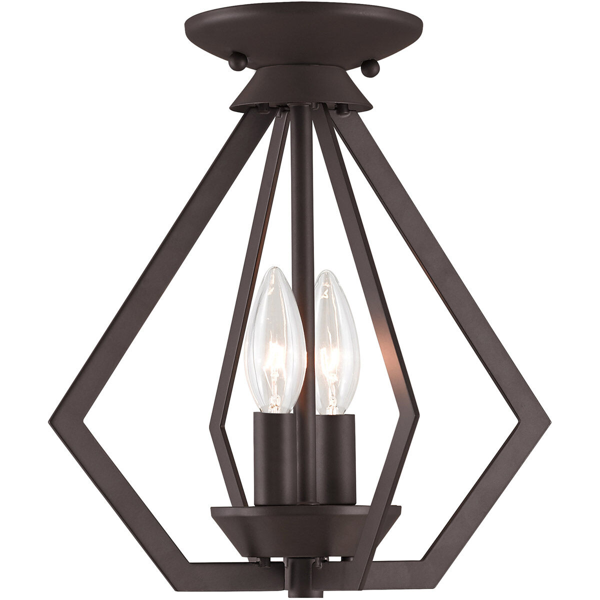 Prism 2 Light 11.25 inch Bronze Convertible Mini Chandelier/Ceiling Mount Ceiling Light