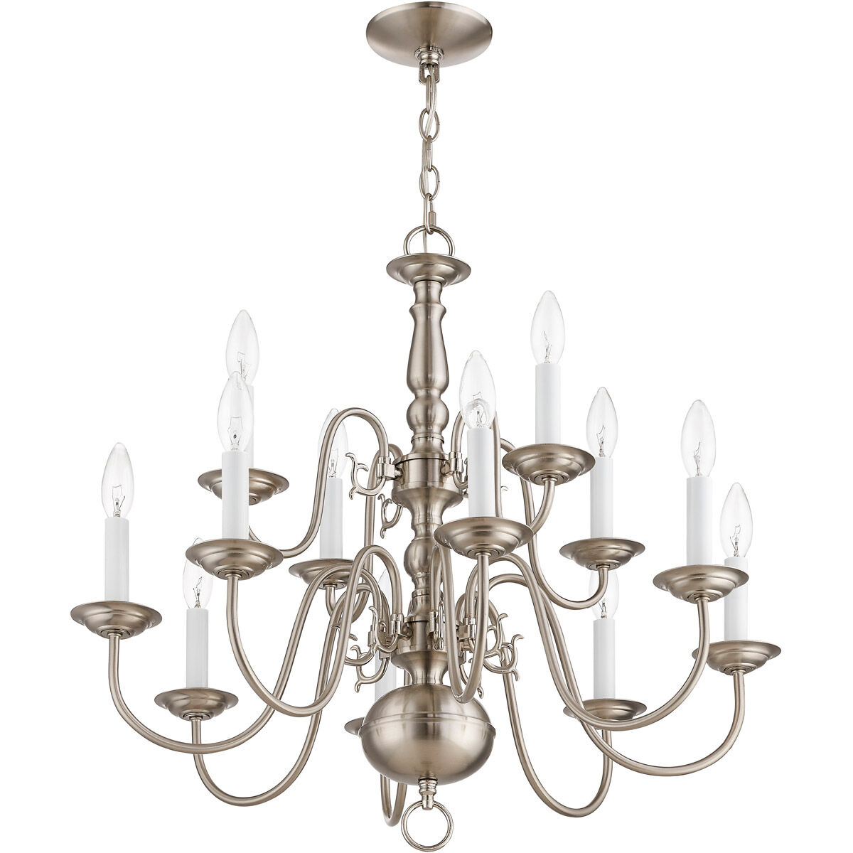 Williamsburgh 12 Light 26 inch Brushed Nickel Chandelier Ceiling Light