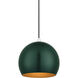 Piedmont 1 Light 10 inch Shiny Hunter Green with Polished Chrome Accents Pendant Ceiling Light