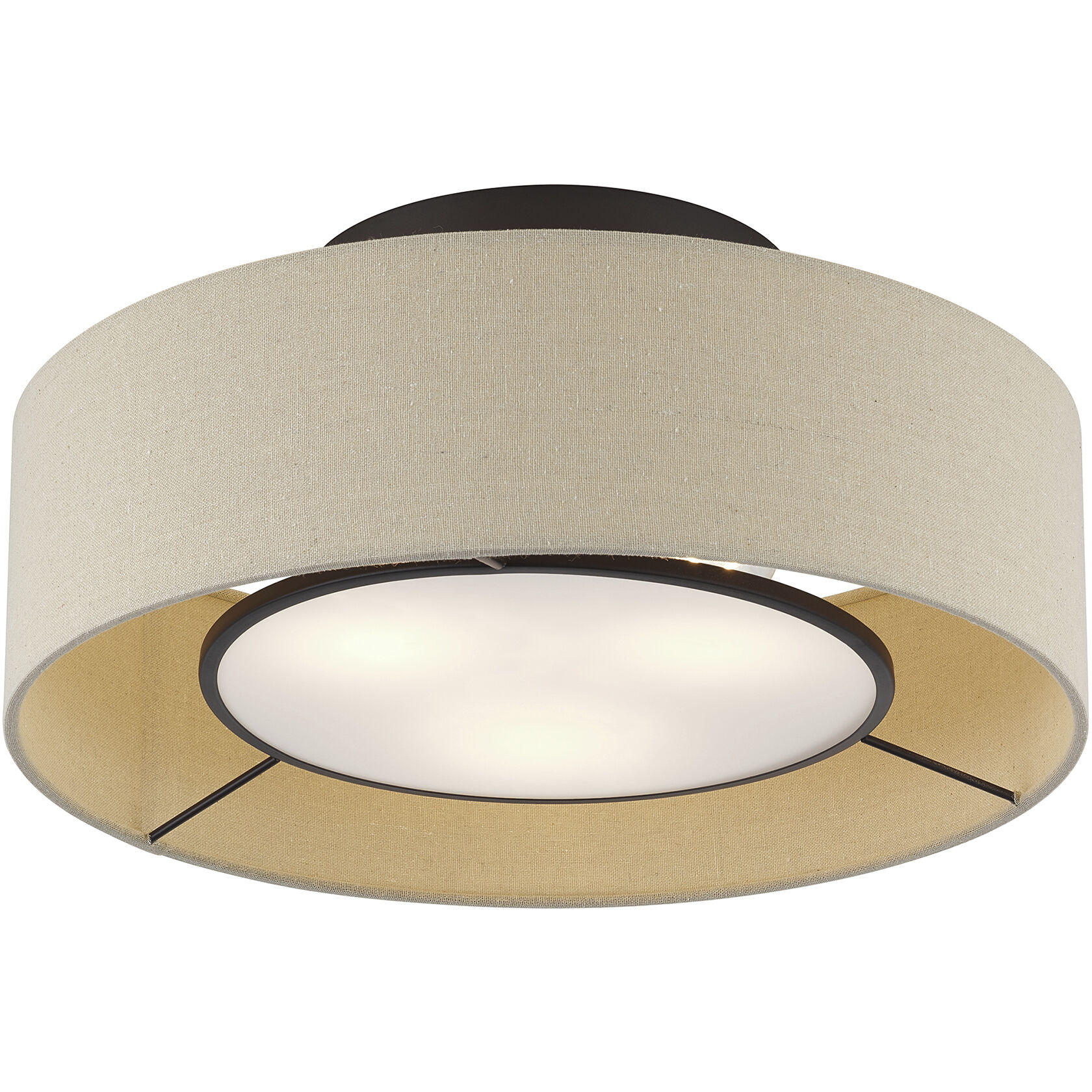 Ellsworth 3 Light 17 inch Bronze Semi Flush Mount Ceiling Light, Large