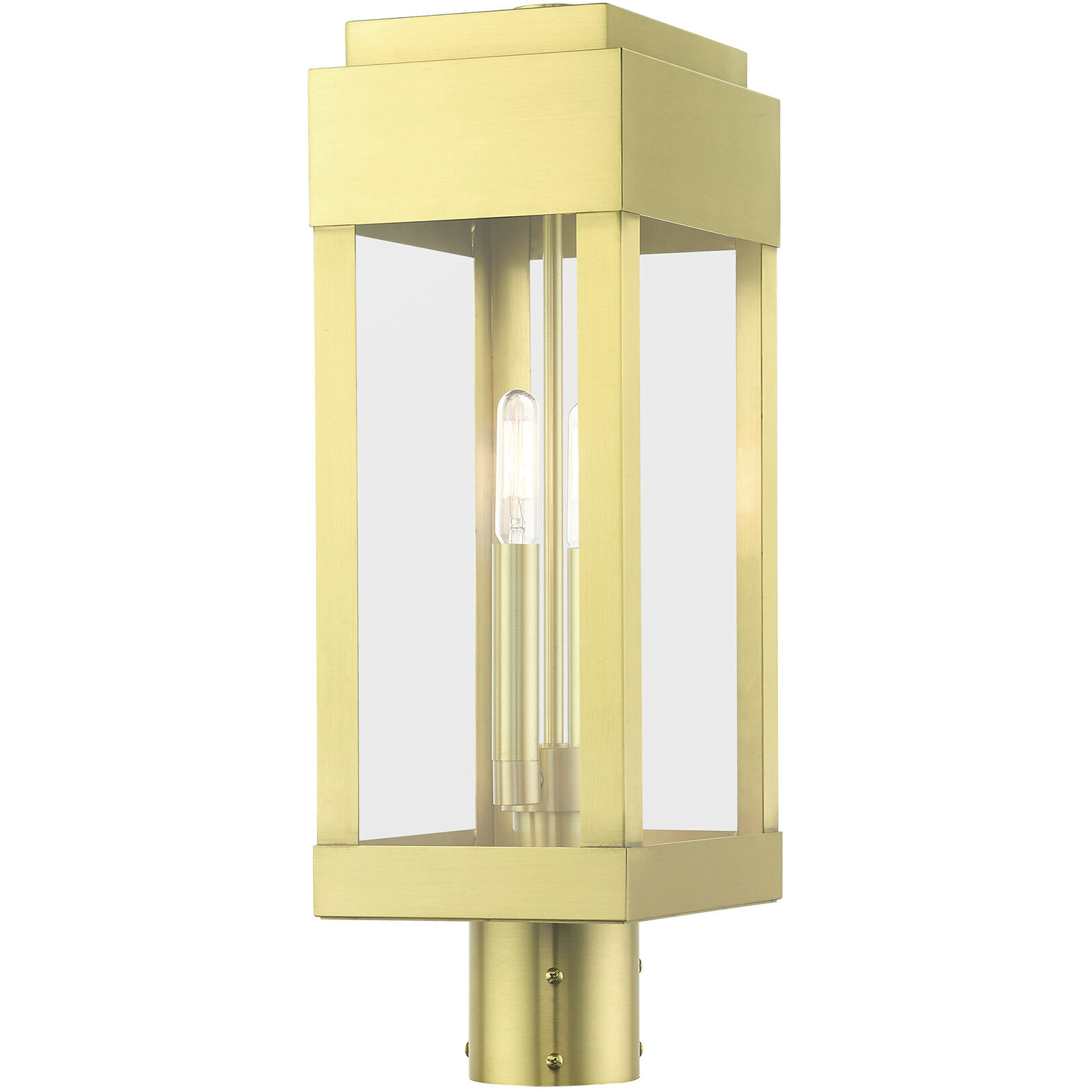 York 2 Light 20 inch Satin Brass Outdoor Post Top Lantern
