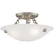 Oasis 3 Light 12 inch Brushed Nickel Semi-Flush Mount Ceiling Light