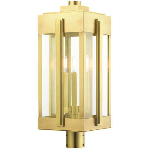 Lexington 3 Light 25 inch Natural Brass Outdoor Post Top Lantern