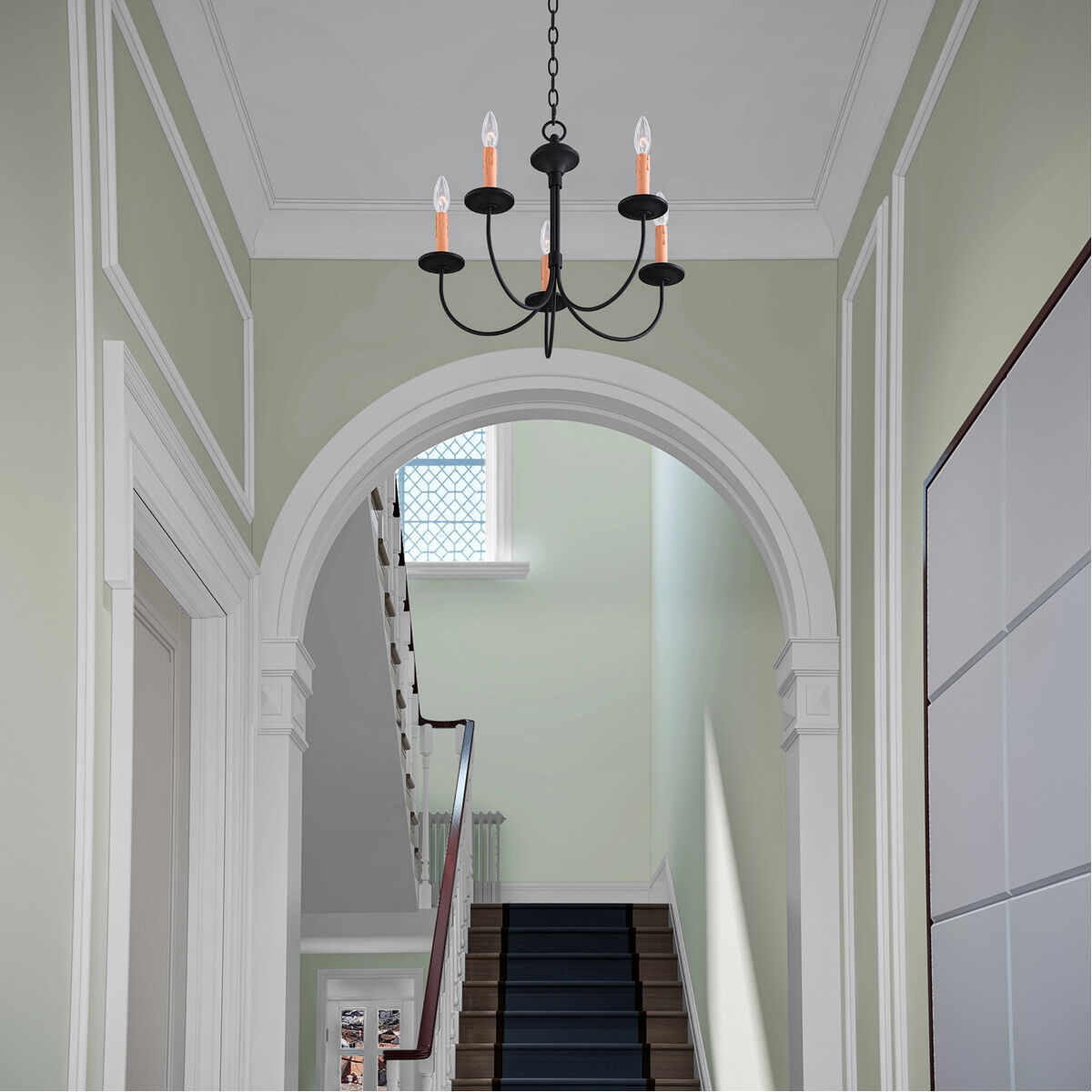 Heritage 5 Light 20 inch Black Chandelier Ceiling Light