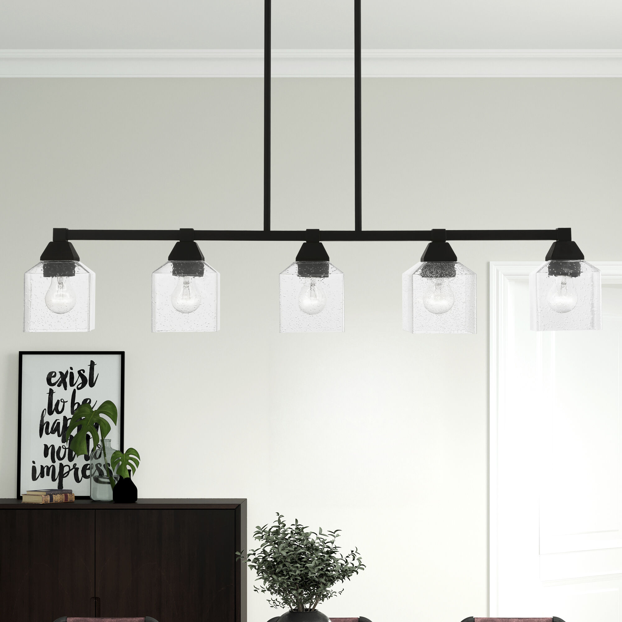 Aragon 5 Light 42 inch Black Linear Chandelier Ceiling Light