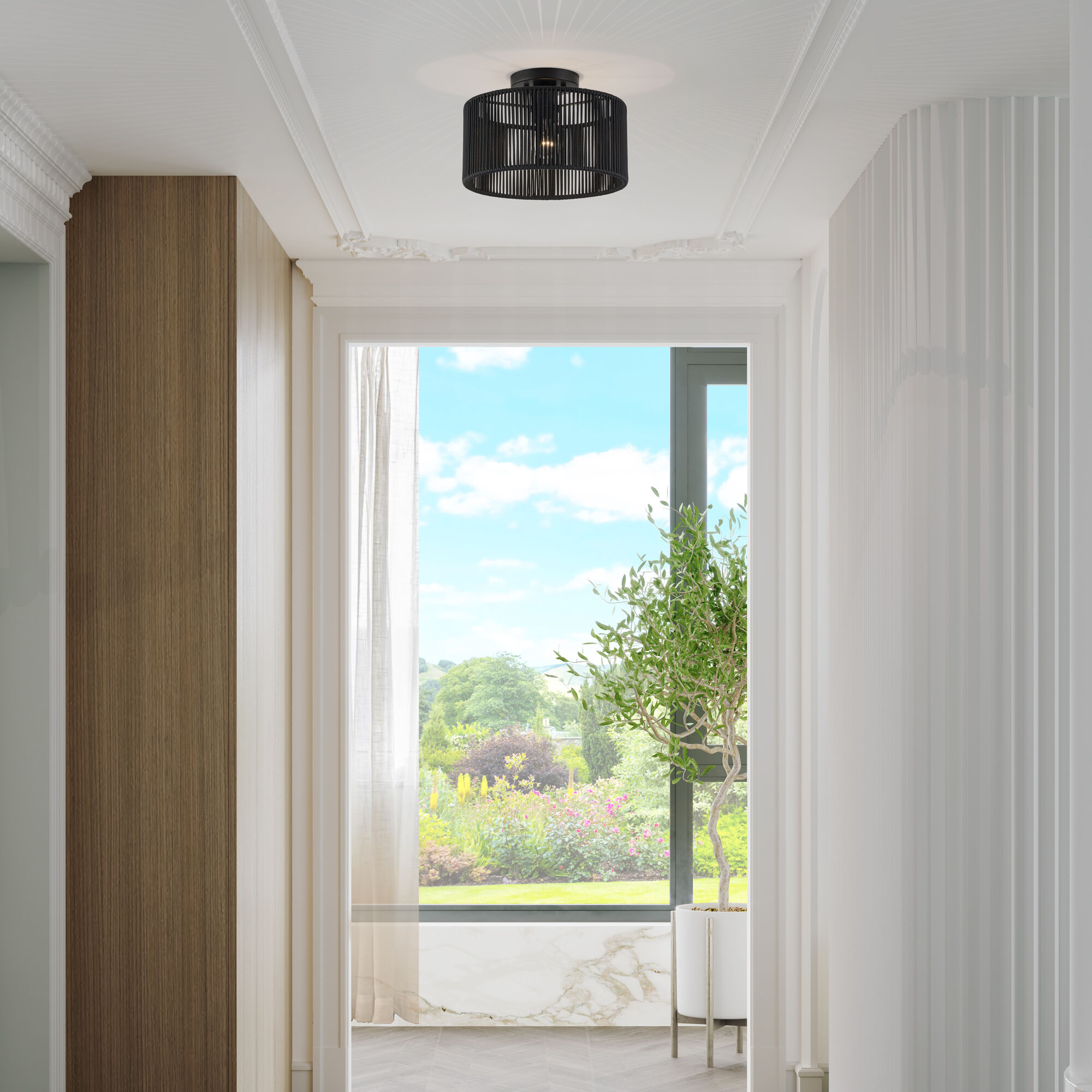 Acordia 1 Light 12 inch Black Semi Flush Mount Ceiling Light, Medium