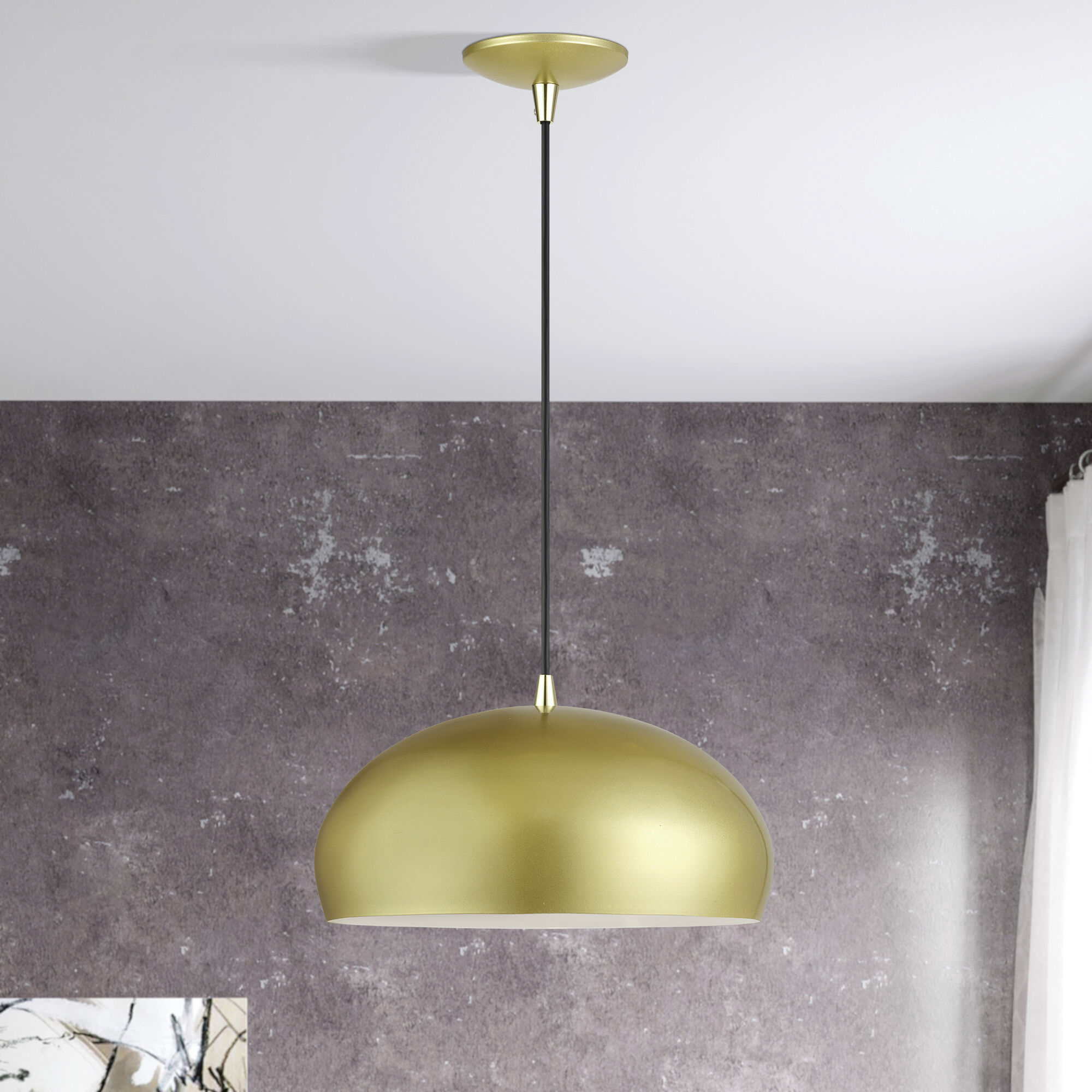 Domma 1 Light 14 inch Soft Gold with Polished Brass Accents Pendant Ceiling Light
