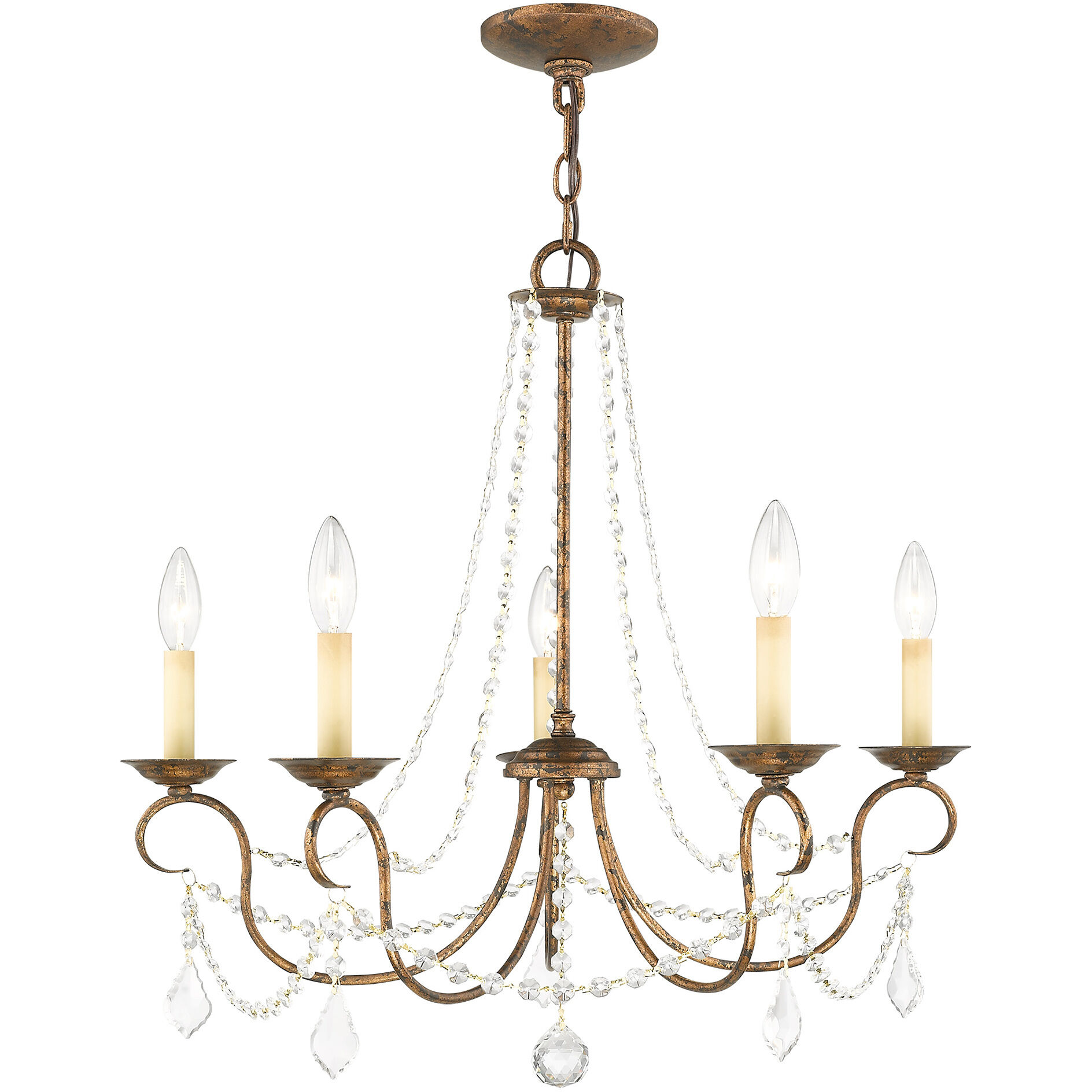 Pennington 5 Light 25 inch Hand Applied Venetian Golden Bronze Chandelier Ceiling Light