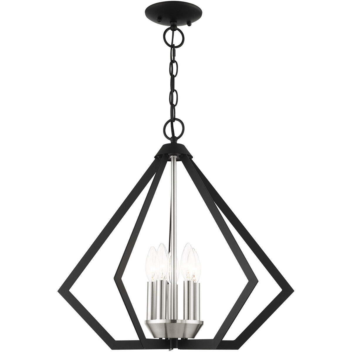 Prism 5 Light 20 inch Black with Brushed Nickel Cluster Chandelier Ceiling Light 