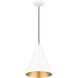 Dulce 1 Light 10 inch Shiny White with Polished Chrome Accents Pendant Ceiling Light