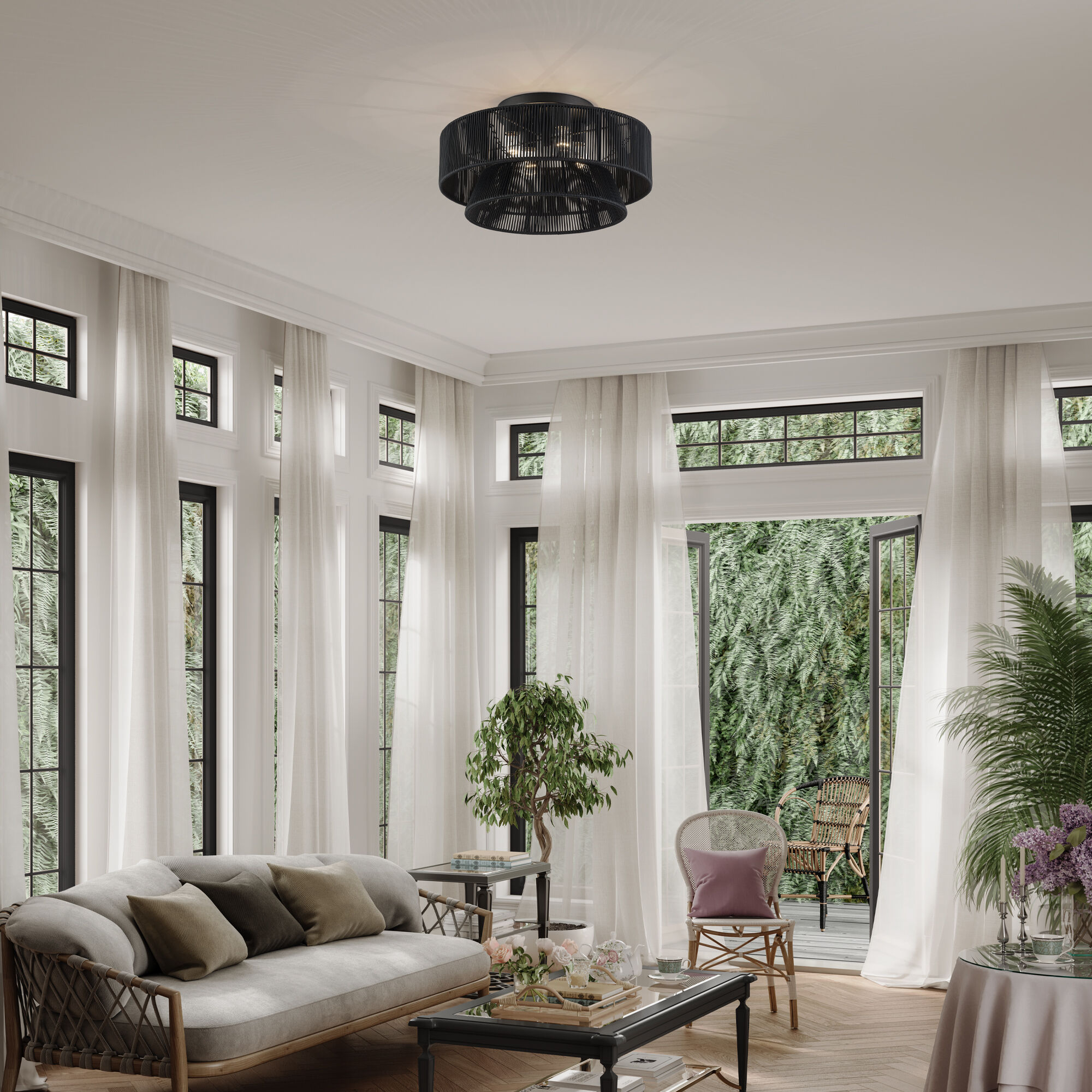 Florell 4 Light 21 inch Black Semi Flush Mount Ceiling Light, Extra Large