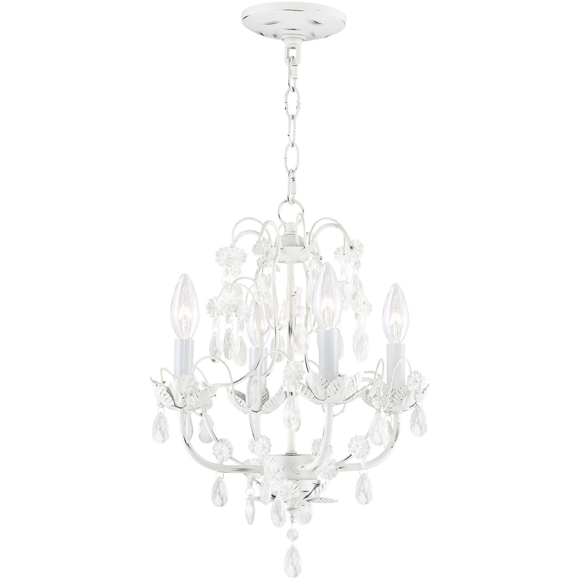 Athena 4 Light 14 inch Antique White Chandelier Ceiling Light