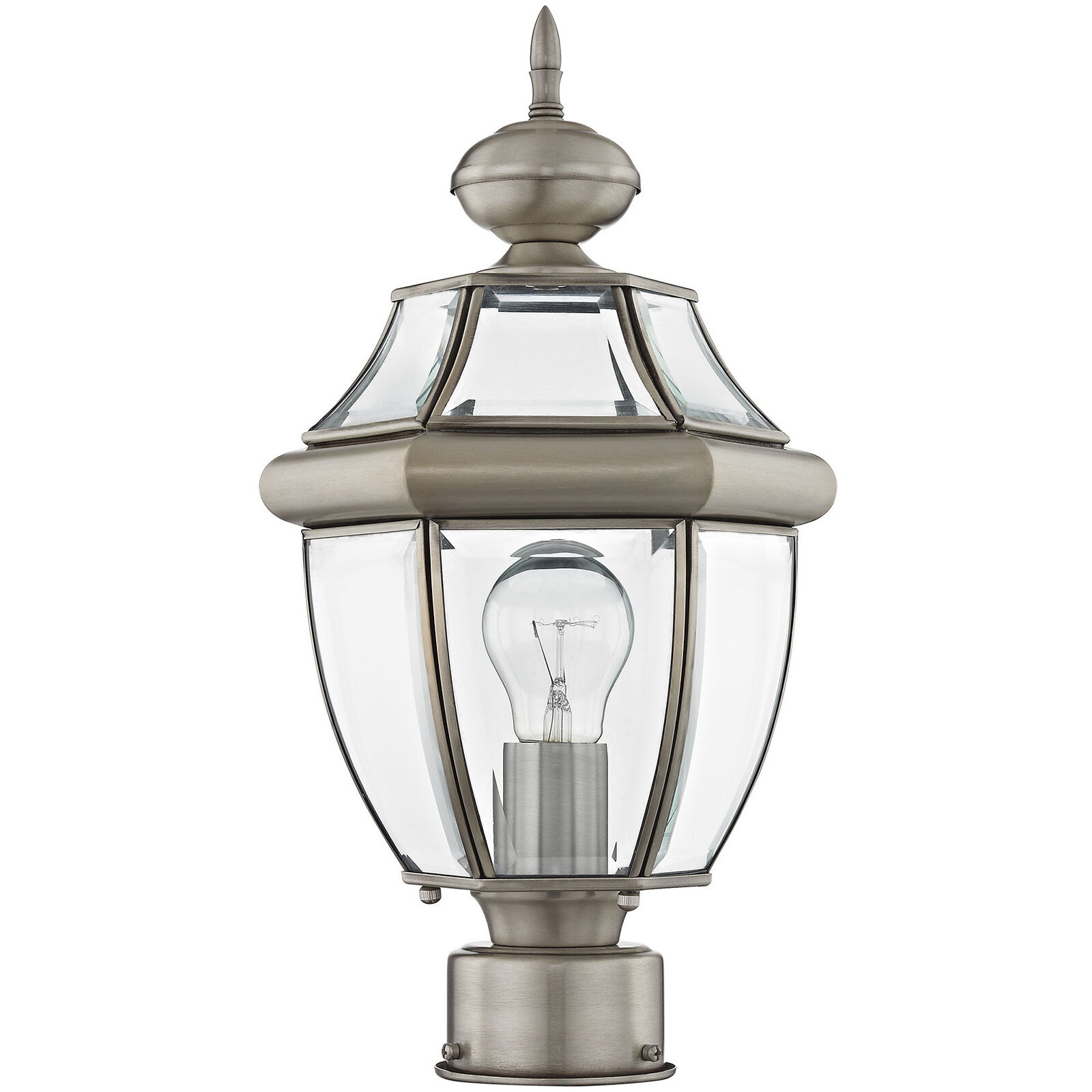 Monterey 1 Light 17 inch Brushed Nickel Outdoor Post Top Lantern