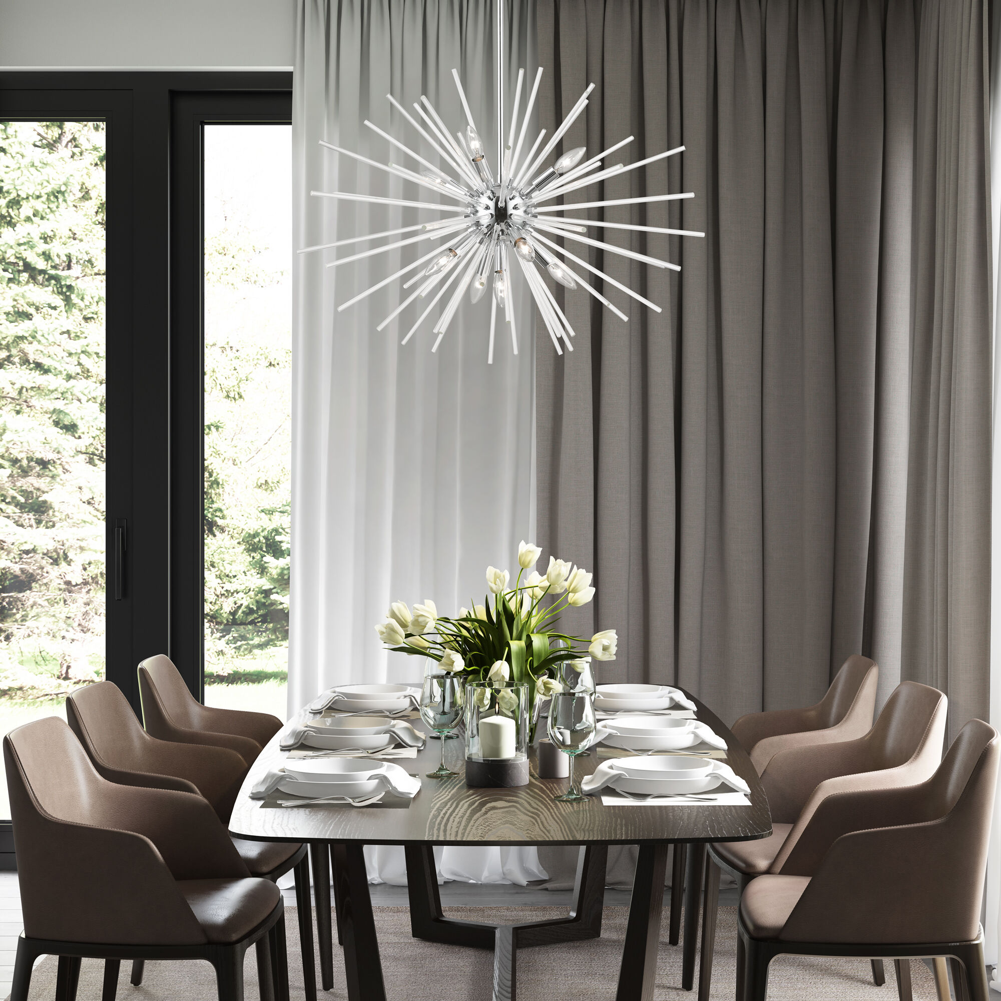 Utopia 9 Light 32 inch Polished Chrome Pendant Chandelier Ceiling Light, Large