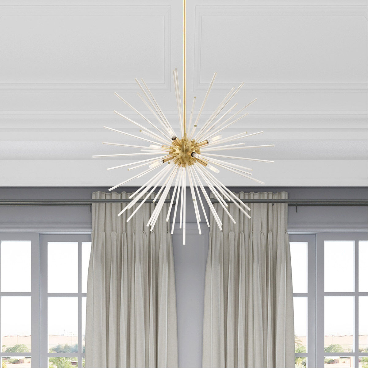 Utopia 8 Light 34 inch Satin Brass Pendant Chandelier Ceiling Light