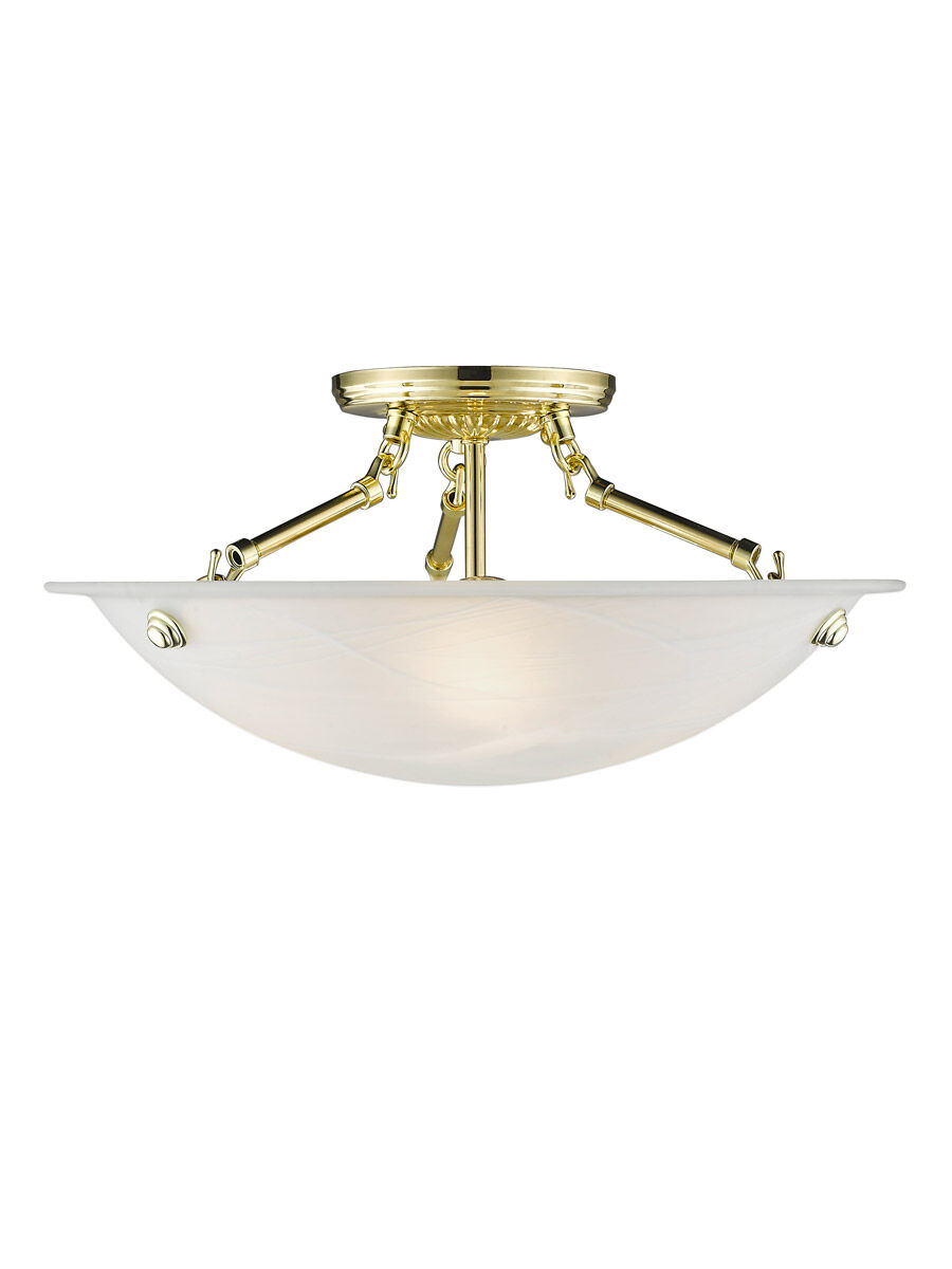 Oasis 3 Light 16 inch Polished Brass Semi-Flush Mount Ceiling Light