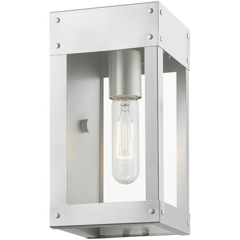 Barrett 1 Light 10 inch Painted Satin Nickel with Brushed Nickel Candle Outdoor Wall Lantern