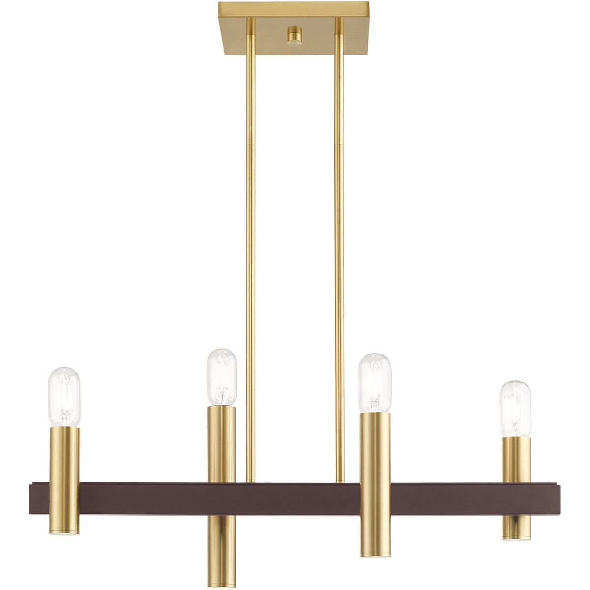 Helsinki 4 Light 8.25 inch Satin Brass with Bronze Accents Chandelier Ceiling Light
