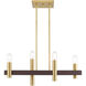 Helsinki 4 Light 8 inch Satin Brass with Bronze Accents Chandelier Ceiling Light
