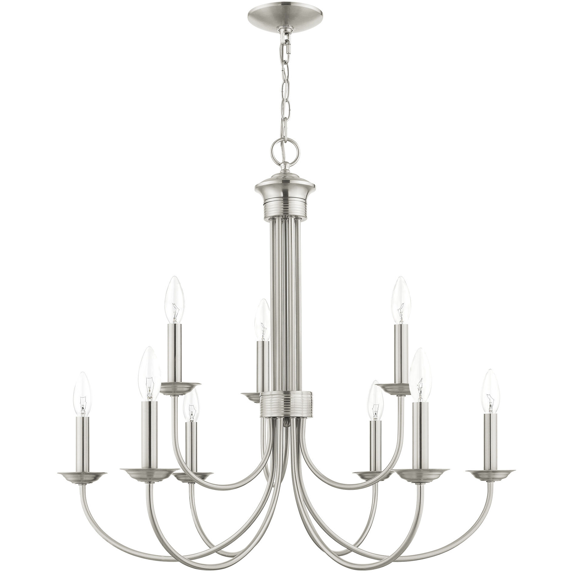 Estate 9 Light 30 inch Brushed Nickel Chandelier Ceiling Light
